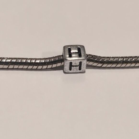 Silver H Spacer Charm for Pandora Style‎ Bracelet - Picture 1 of 5